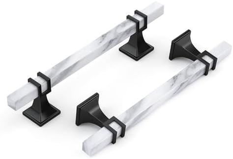 Haliwu 10 Pack 5" Kitchen Cabinet Handles White Marble Grain Cabinet Pulls by Haliwu