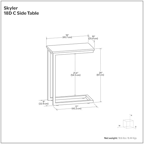 SIMPLIHOME Skyler 18" Deep Iron C-Side Table in Satin Gold/White Marble - Image 2