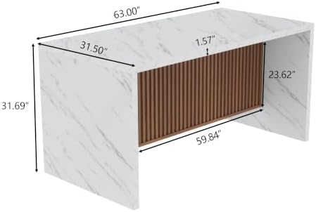 63" Large Imitation Marble Dining Table - Image 2