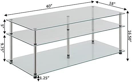 Convenience Concepts Designs2Go Classic Glass 3 Tier Coffee Table - Image 3