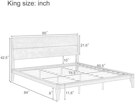 Merax King Size Bamboo Platform Bed Frame - Image 2