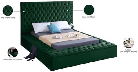 Meridian Furniture Bliss Collection Modern | Contemporary Velvet Upholstered Bed - Image 6