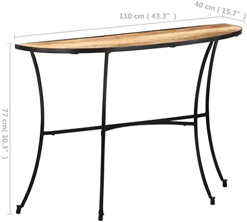 Half-Circle Solid Mango Wood Side Table 43.3 Inch - Image 2