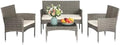 FDW 4-Piece Patio Furniture Set | Gray & Khaki | Outdoor Wicker Furniture by FDW