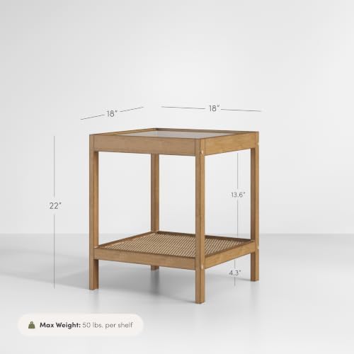 Nathan James 33301 Hayes Solid Wood Nightstand, End or Side Table in Light - Image 2