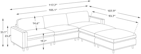 CHITA 118” Super Large Sectional Modular Sofa, Down Filled, 5 Seat - Image 2