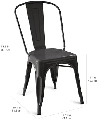 Amazon Basics Metal Dining Chairs, Indoor/Outdoor, Matte Black - Image 3