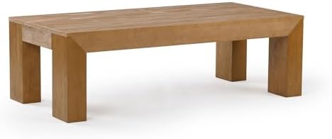 Plank+Beam Modern Coffee Table, 48 Inch, Rectangular, Pecan Wirebrush - Image 3