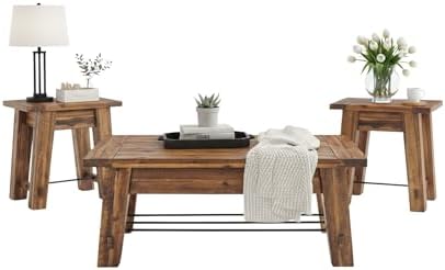 Alaterre Durango Rustic Industrial Solid Wood Coffee Table Set of 3 - Image 7