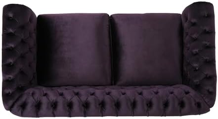 Merax Velvet Loveseat Sofa Couch, Tufted Upholstered Small Love Seat Couch - Image 7