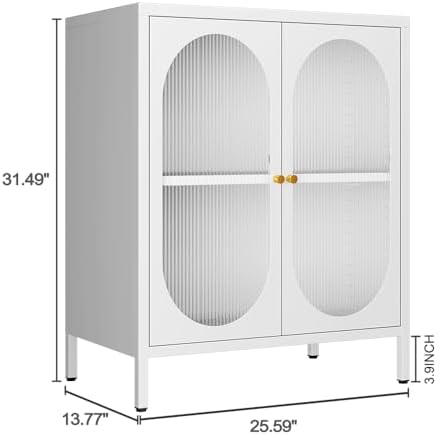 Small 2 Transpanrent Door Metal Storage Side Buffet Cabinet - Image 2