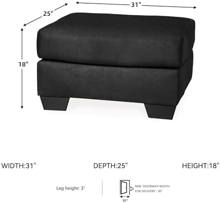 Signature Design by Ashley Black Microfiber Ottoman, 31x25 in - Image 3