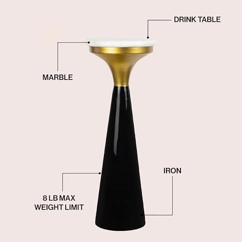JONATHAN Y Oliver 8" Round Marble Pedestal Drink Table - Image 4