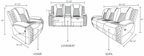 Electric Power Recliner Chair/Loveseat/Sofa Living Room, Comfy Home Theater - Image 3