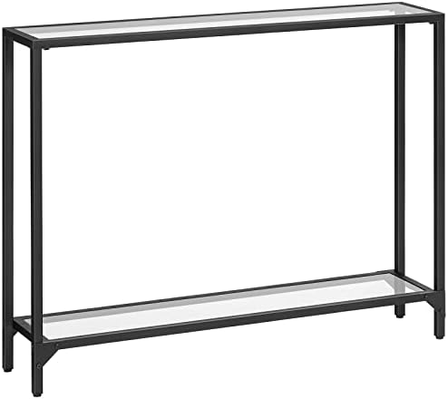 HOOBRO 39.4" Narrow Console Table, Tempered Glass Sofa Table by HOOBRO