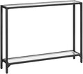 HOOBRO 39.4" Narrow Console Table, Tempered Glass Sofa Table by HOOBRO