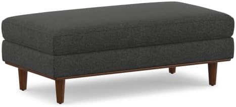SIMPLIHOME Morrison 49" Wide Woven-Blend Fabric Ottoman in Charcoal Grey by SimpliHome