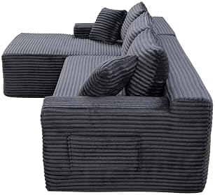 95" L-Shaped Cloud Sectional Couch, Left Facing Modular Compressed Boneless - Image 5