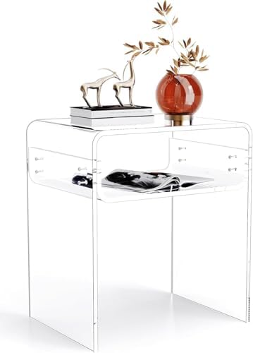 Clear Acrylic End Table 2-Tier Bedside nightstand by SolaroundAcrylicFurniture