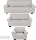 Peryiter 3 Pcs Couch and Loveseat Sofa Covers, Milk Silk by Peryiter