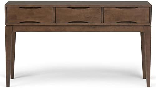 SIMPLIHOME Harper 54" Wide Solid Wood 3-Drawer Console Table in Walnut - Image 5