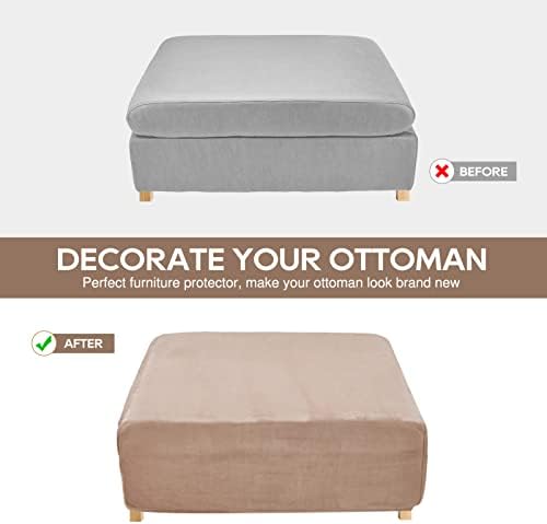 NeColorLife Velvet Ottoman Cover Square Storage Ottoman Slipcover Thick - Image 4