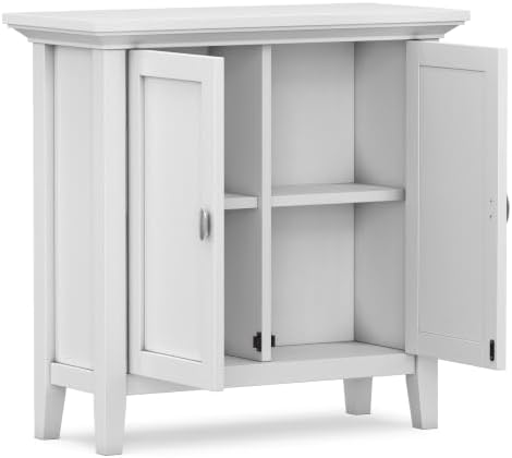 SIMPLIHOME Redmond 32" Wide Solid Wood Storage Cabinet in White - Image 5