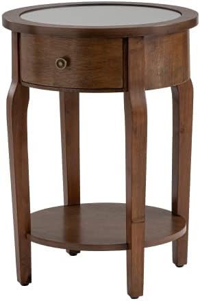 COSIEST Round Nightstand with Drawer, 2-Tier MDF End Table with Storage Shelf - Image 7