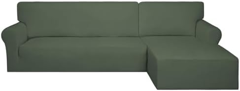 PureFit Stretch Sectional Couch Covers 2 pcs Non Slip L Shape Sofa Cover by PureFit