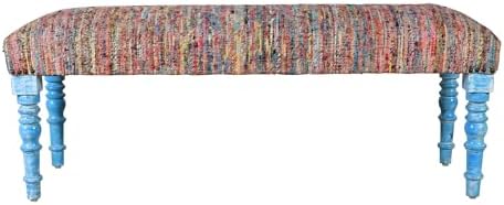 LR Home Chindi Multicolor Handmade Upholstered Bench by LRHomeDecor