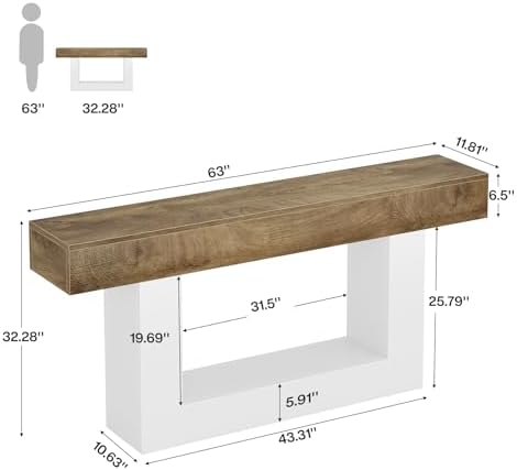 Tribesigns 63" Console Table, Farmhouse 2-Tier Entryway Table - Image 2