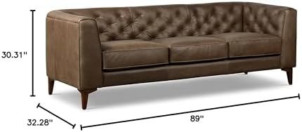 Poly & BARK Essex 89” Full-Grain Italian Leather Sofa – Tufted Back, - Image 2