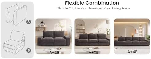 TEKAMON Middle Seat with Storage, Modular Sofa Couch, Dark Grey - Image 3