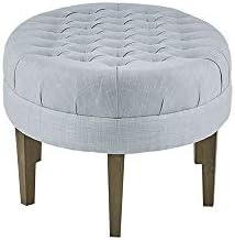 Madison Park Martin Oval Surfboard Tufted Cocktail Ottoman Soft Fabric - Image 4