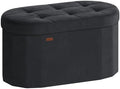 SONGMICS Folding Ottoman with Storage, Oval Bench, Velvet Fabric by SONGMICSbySONGMICSHOME