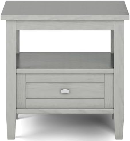 SIMPLIHOME Warm Shaker 20" Wide Solid Wood Square End Table in Fog Grey - Image 5