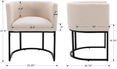 HNY Mid Century Modern Upholstered Barrel Dining Chairs - Image 2