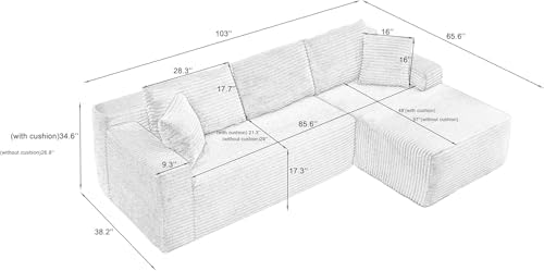 L Shaped Cloud Sectional Sofa for Living Room Black Boneless Couches - Image 2