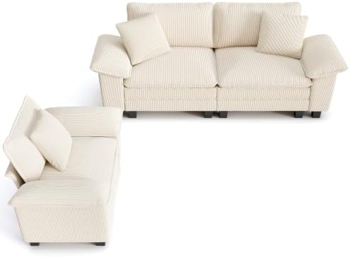 PHI VILLA 2-Piece Modular Loveseat Couch and Chair Set Setional Sofa by PHIVILLA