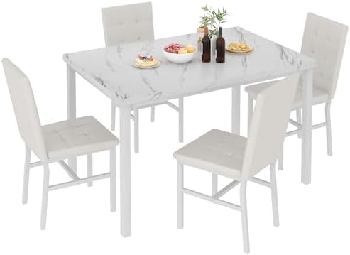 Hooseng Dining Room Table Set 5 Piece Dining Table Set Marble Dining Table 4 by Hooseng