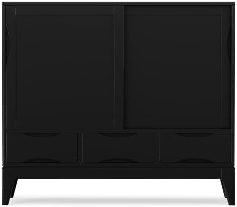 SIMPLIHOME Harper 48" Wide Solid Wood Storage Cabinet in Black - Image 7