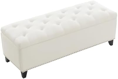Storage Ottoman Bench, Linen Tufted Large Shoe Entryway Benches - Image 7