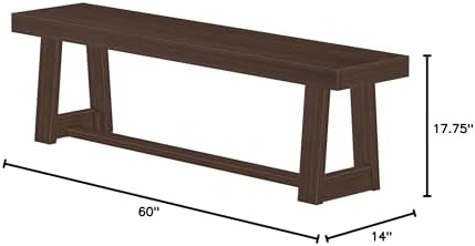 Plank+Beam Classic Dining Bench, 60 Inch, Walnut Wirebrush - Image 2