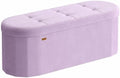 SONGMICS Folding Ottoman with Storage, Oval Bench, Velvet Fabric by SONGMICSbySONGMICSHOME