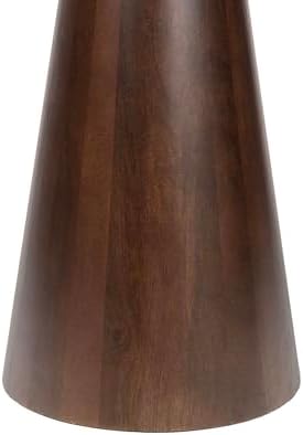 JONATHAN Y Kaito 18" Round White Marble End Table, Walnut Wood - Image 6