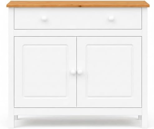 From the Tree Furniture 44" Wide White & Pine Top Solid Pine Shaker Sideboard - Image 3
