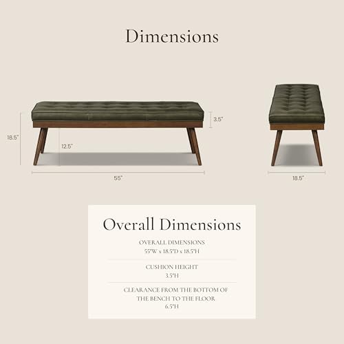 POLY & BARK 55" Tufted Leather Bed Bench - Image 2