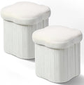 Qinyoung 2 Pcs Storage Ottoman Flower Shaped Foot Stools Foldable Velvet by Qinyoung
