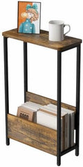 THUMEYE 7.1" Narrow Side Table for Small Spaces, 2 Tier Small End Table by THUMEYE