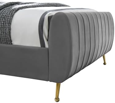 Meridian Furniture Zara Collection Modern | Contemporary Velvet Upholstered Bed - Image 7